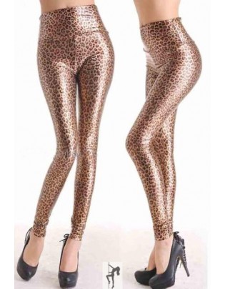 Moderna Leopard leggings i konst-läder