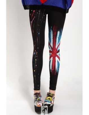 Ankle-length Union Flag Printed Leggings