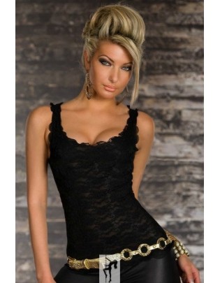 Exquisite Lace Tank Top Black