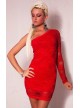 Catch-Fashion-One-Sleeve-Mini-dress-with-Lace-Red